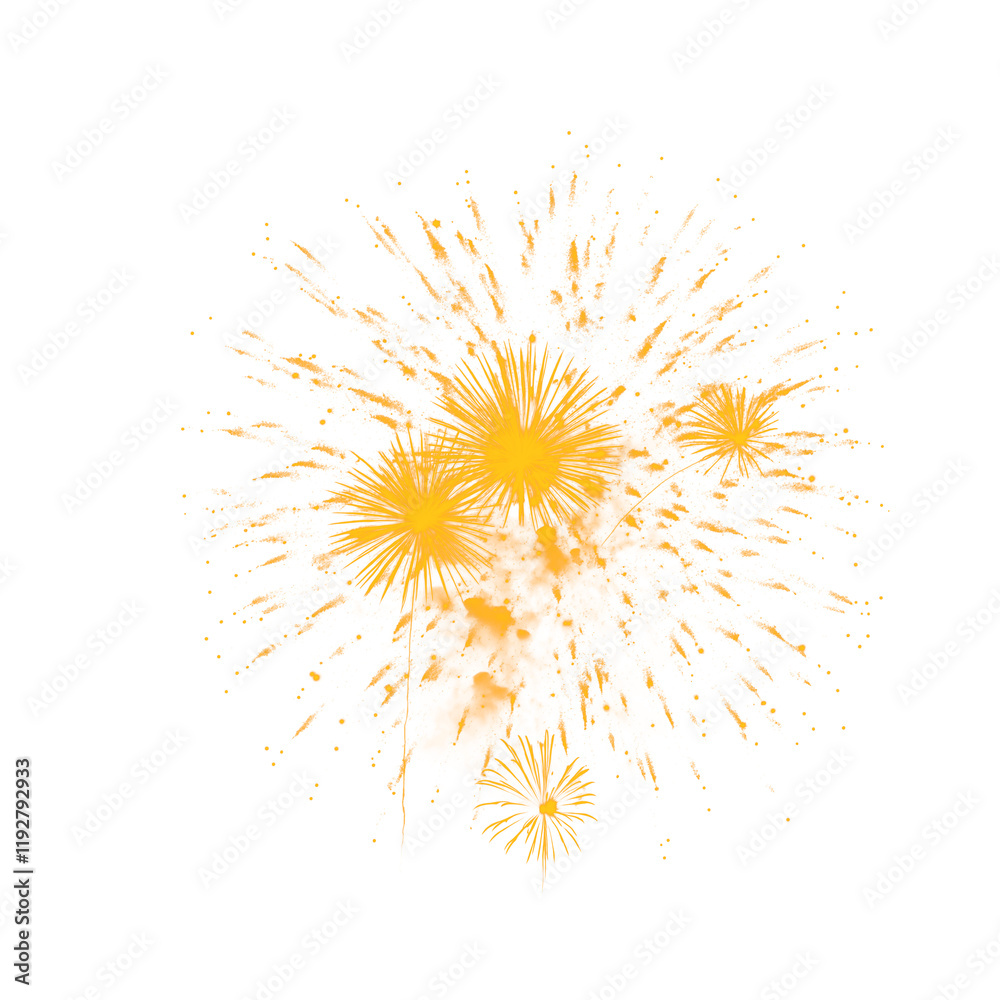 Obraz premium Dramatic fireworks explosion with golden sparkles and festive metallic textures
