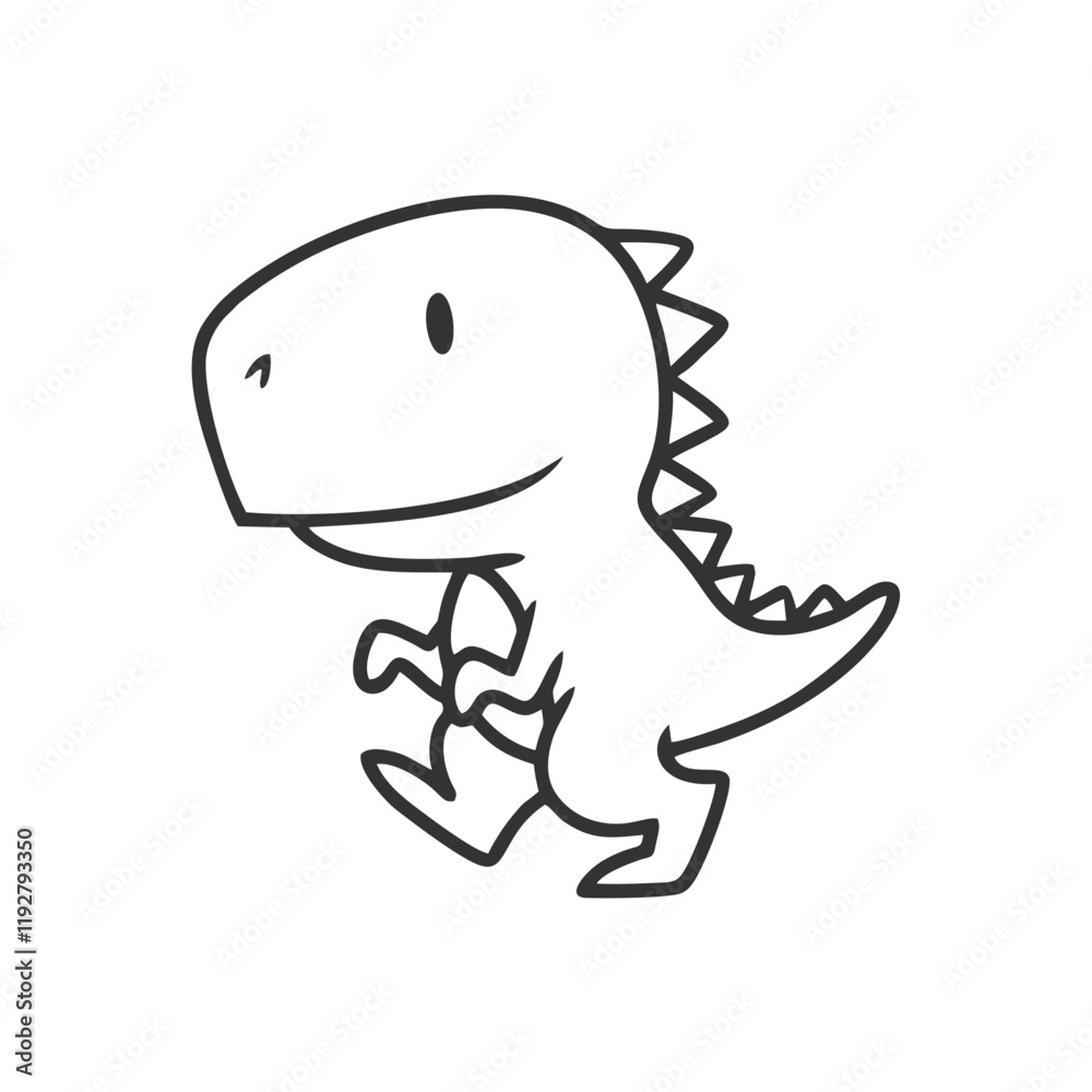 Fototapeta premium cute line t rex dinosaur illustration
