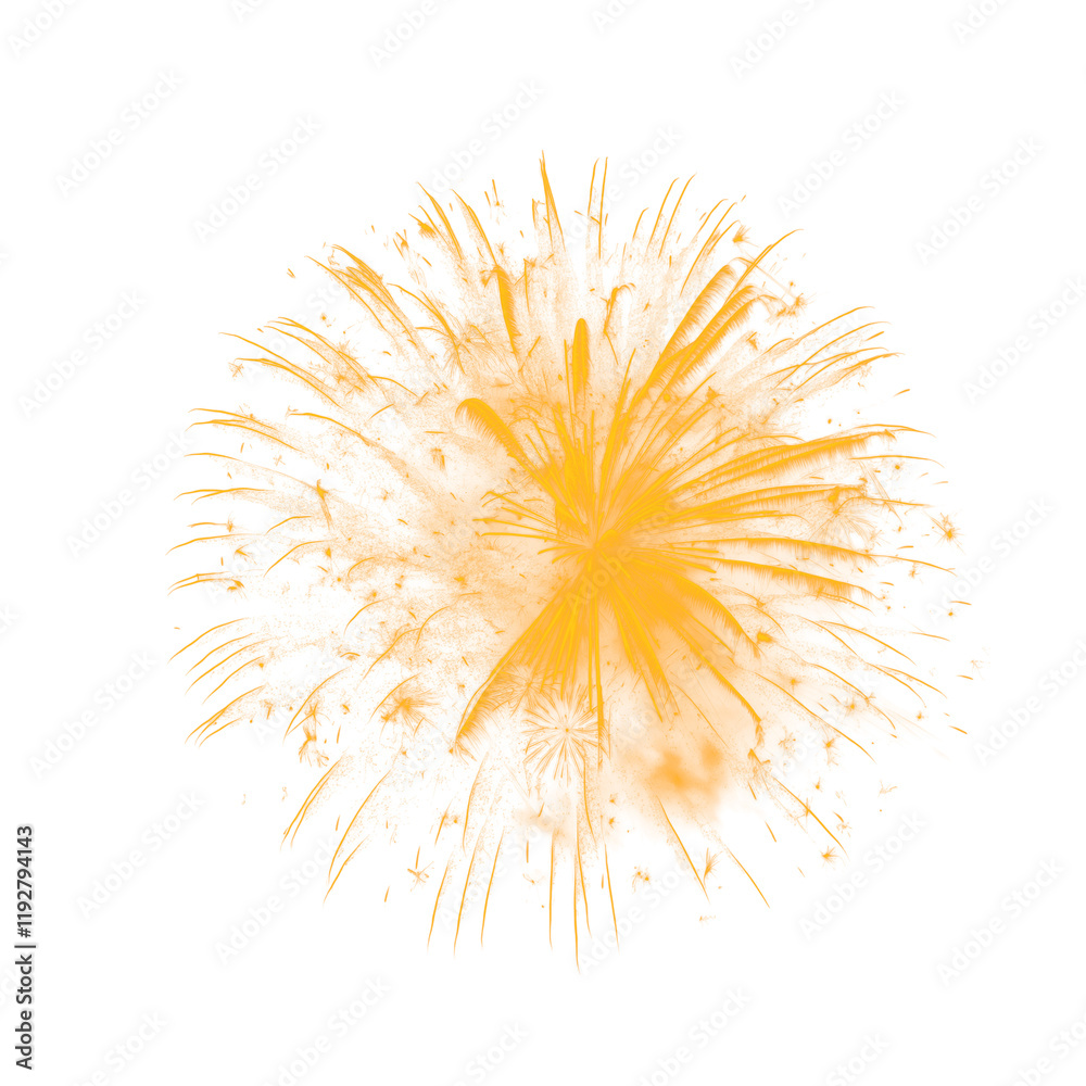 Obraz premium Realistic golden firework spark explosion, perfect for festive celebrations, PNG