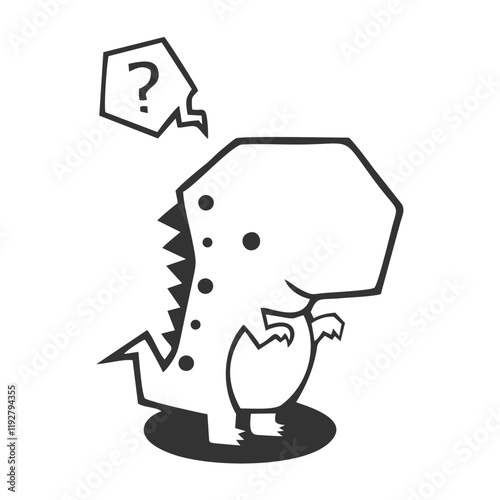 cute line t rex dinosaur illustration