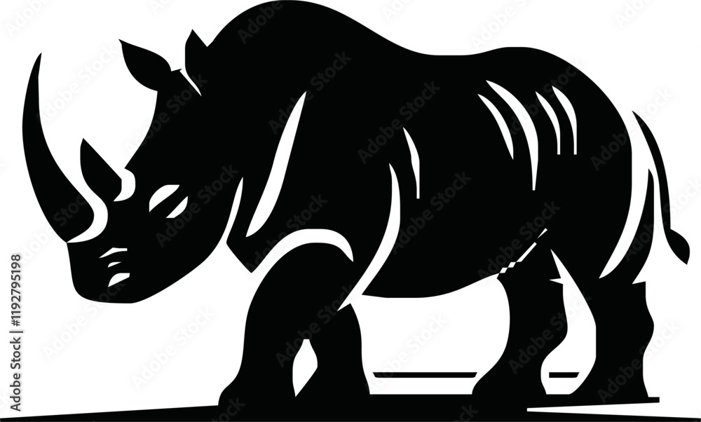 Fototapeta premium Rhino silhouette on white background. Rhino icon sign vector illustration design