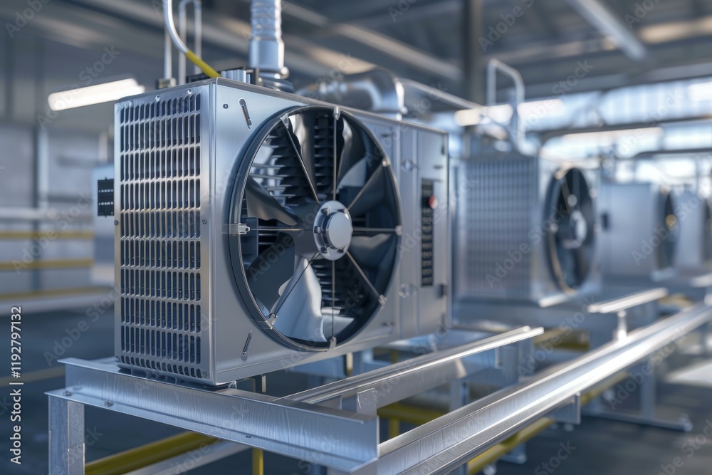 Fototapeta premium Industrial air conditioner units cooling system in operation