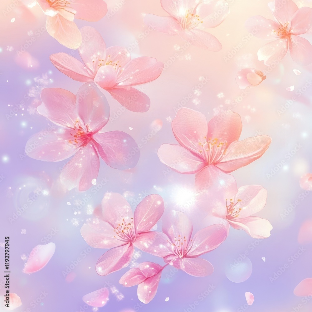 Fototapeta premium Delicate Cherry Blossom Flowers on Soft Pastel Background