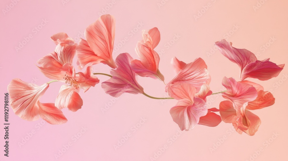 Delicate Pink Flowers with Soft Background and Subtle Elegance Delicate Pink Flowers with Soft Background and Subtle Elegance