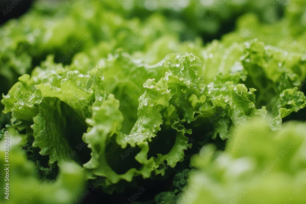 Fresh Green Lettuce Leaves with Dew Drops in a Vibrant Garden Setting Captured in Close-Up Photography Fresh Green Lettuce Leaves with Dew Drops in a Vibrant Garden Setting Captured in Close-Up Photography