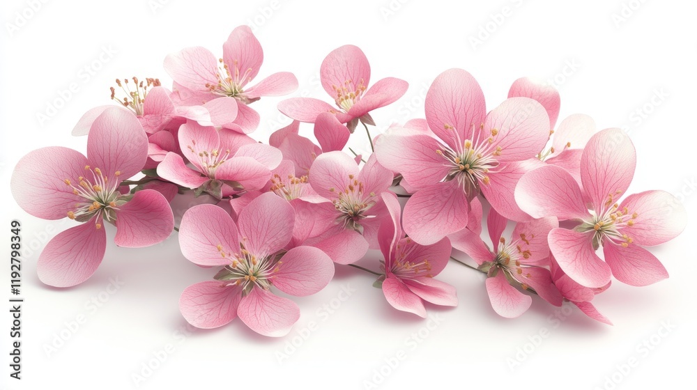 Naklejka premium Delicate Pink Cherry Blossom Flowers on White Background