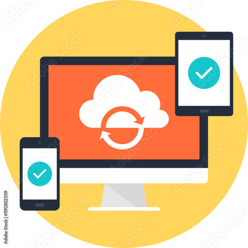 Sync Concept flat vector web icon