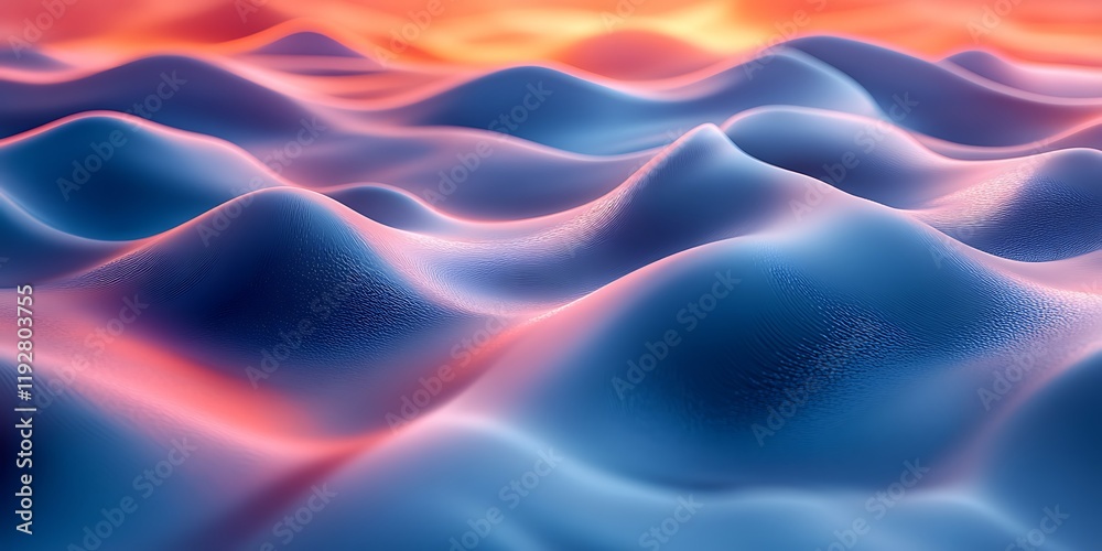 Fototapeta premium Abstract wavy landscape sunset; digital art background