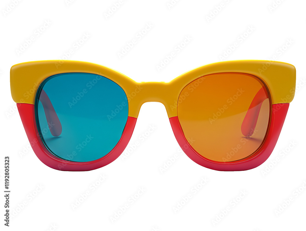 Colorful 3D Sunglasses in Novelty Design Isolated on Background Colorful 3D Sunglasses in Novelty Design Isolated on Background