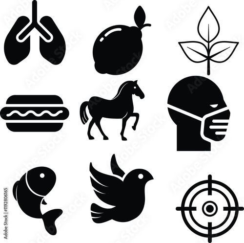 shaoulate Simple Black and White Icons of Everyday Items and Health Concerns