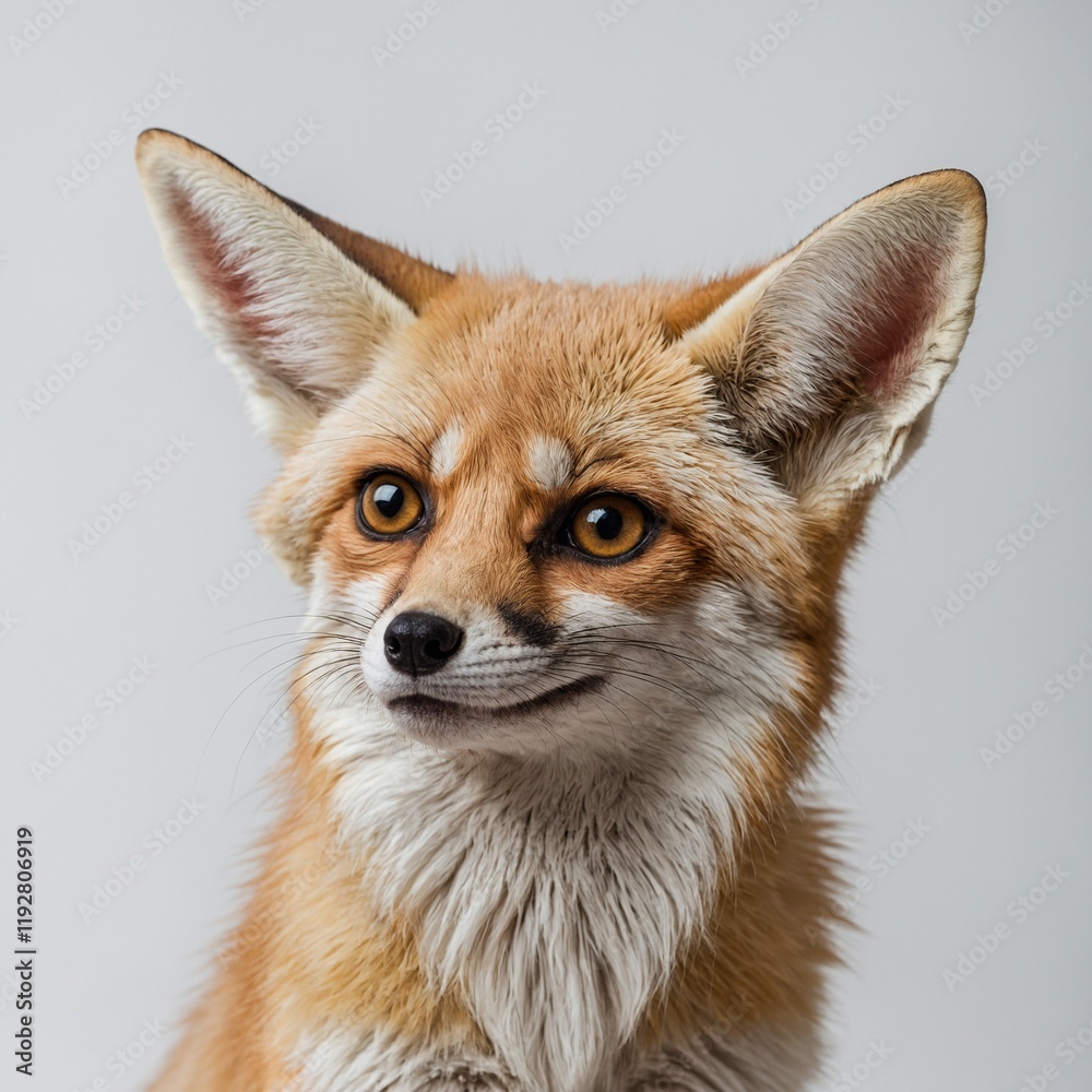 Fototapeta premium A curious fennec fox on a white background.
