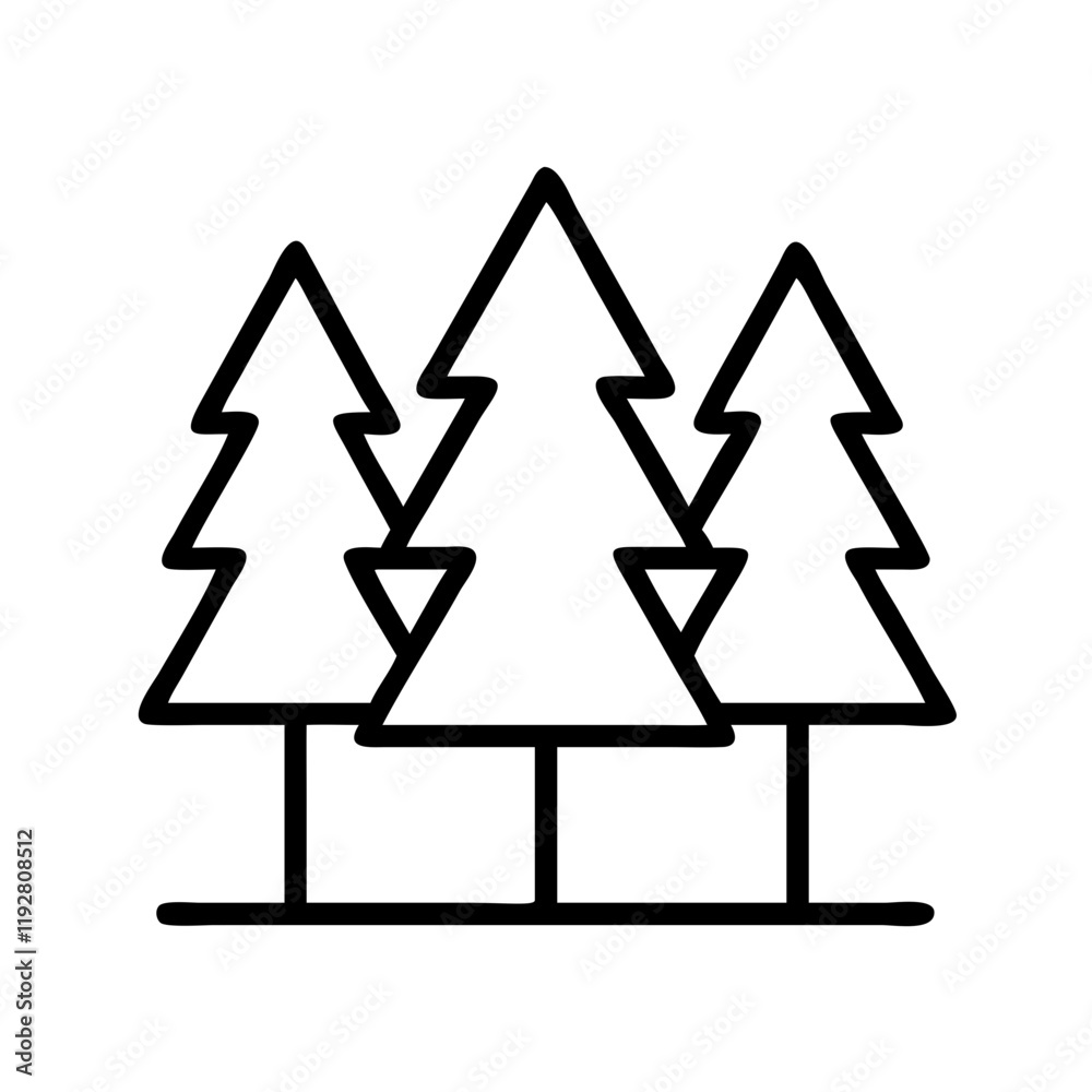 pine tree forest icon, pine tree forest line art - simple line art of pine tree forest, perfect for pine tree forest logos and icons and themed design pine tree forest icon, pine tree forest line art - simple line art of pine tree forest, perfect for pine tree forest logos and icons and themed design