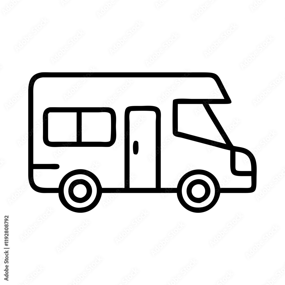 rv camper icon, rv camper line art - simple line art of rv camper, perfect for rv camper logos and icons and themed design rv camper icon, rv camper line art - simple line art of rv camper, perfect for rv camper logos and icons and themed design