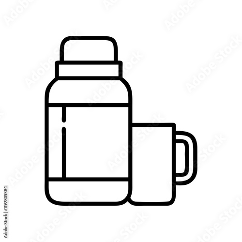thermos bottle icon, thermos bottle line art - simple line art of thermos bottle, perfect for thermos bottle logos and icons and themed design