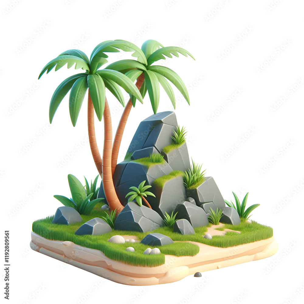 Obraz premium Tropical Island with Trees – Serene Nature