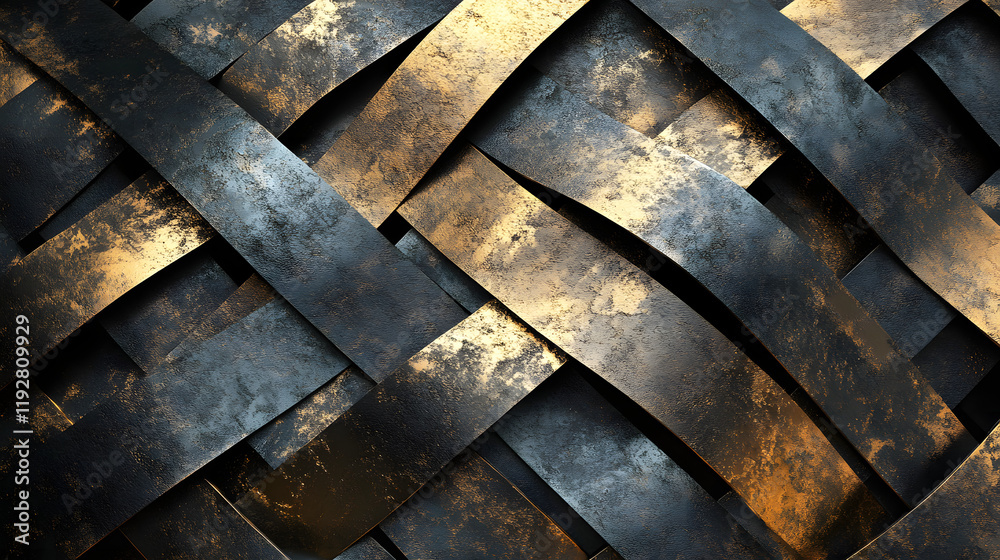 A textured abstract background of metallic gold and silver gradients interspersed with rough black lines, adding depth and dimension to the composition A textured abstract background of metallic gold and silver gradients interspersed with rough black lines, adding depth and dimension to the composition