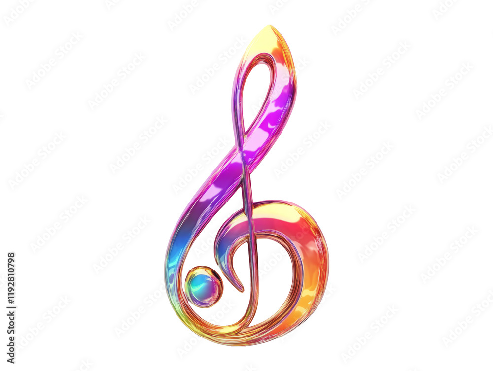 Iridescent 3D Treble Clef Design with Glowing Vibrant Colors Iridescent 3D Treble Clef Design with Glowing Vibrant Colors