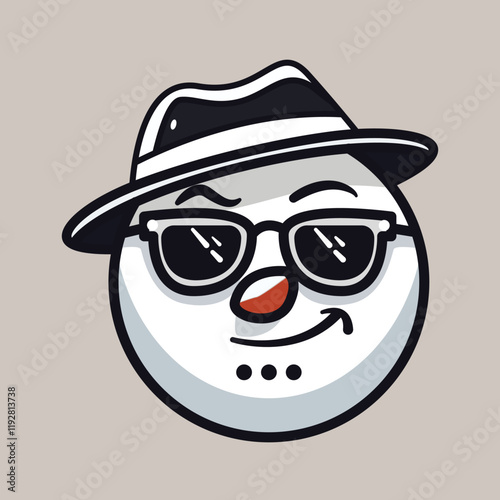 PrintVector Illustration of a Cool Snowman with Hat, Sunglasses, and Tie – Perfect for Winter, Christmas, and Holiday-Themed Designs
