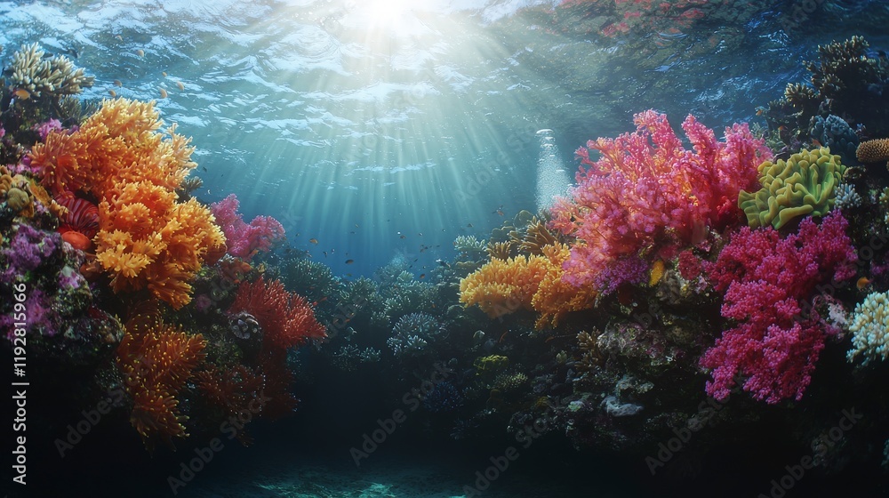 Obraz premium Exploring a vibrant underwater world with coral reefs ocean depths nature photography aquatic life breathtaking scenery