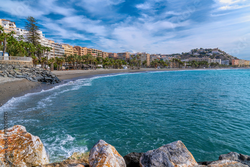 La Herradura beach and blue sea Almunecar Spain Costa del Sol Andalusia