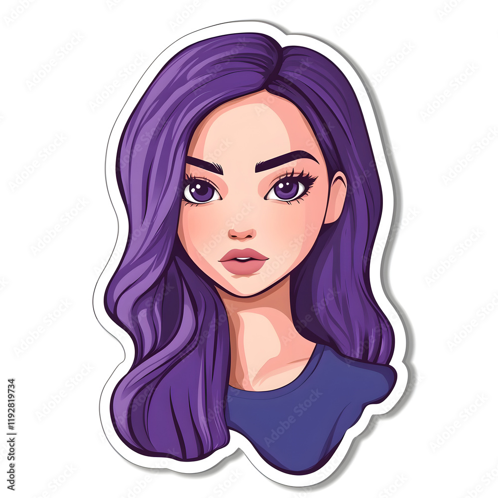 Minimalistic Purple Girl Face Design in Flat Vector Style Minimalistic Purple Girl Face Design in Flat Vector Style