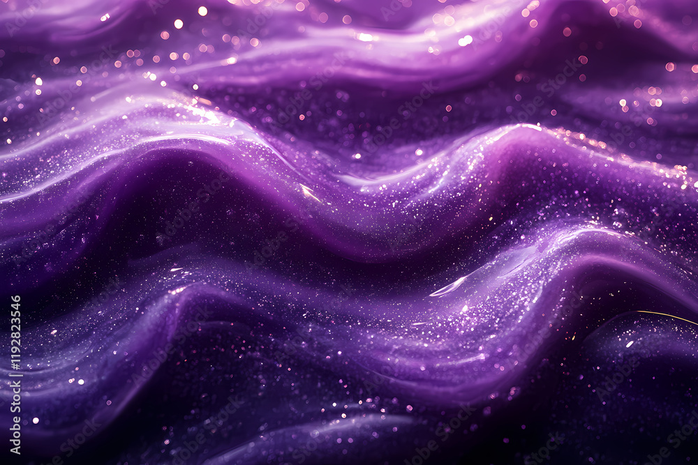 The background is purple in tone. The liquid with shades of purple and silver flows gracefully as if swimming in beautiful flowing lines. The background is purple in tone. The liquid with shades of purple and silver flows gracefully as if swimming in beautiful flowing lines.