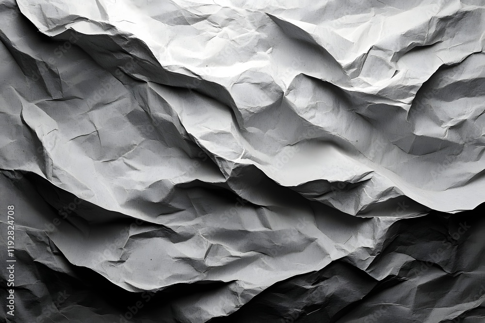 Fototapeta premium Crinkled Paper Texture: Abstract Gray Shades