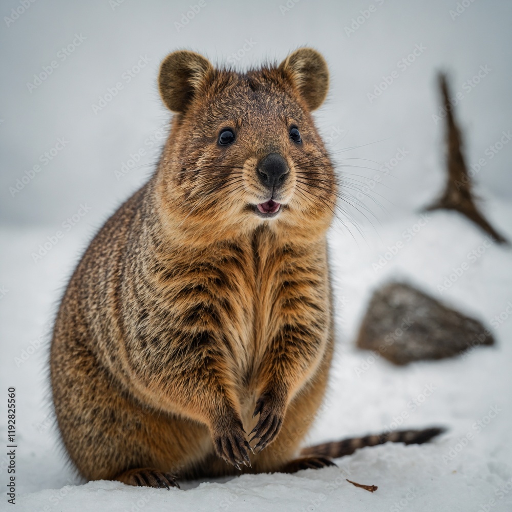 Fototapeta premium A beautiful quokka on a white background.