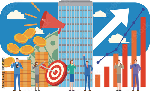 業績好調な企業のイラスト