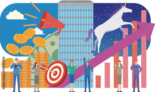ユニコーン企業のイメージイラスト