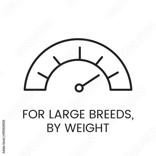 An icon of a half circle gauge in vector, representing weight measurement for large breeds, with an editable stroke