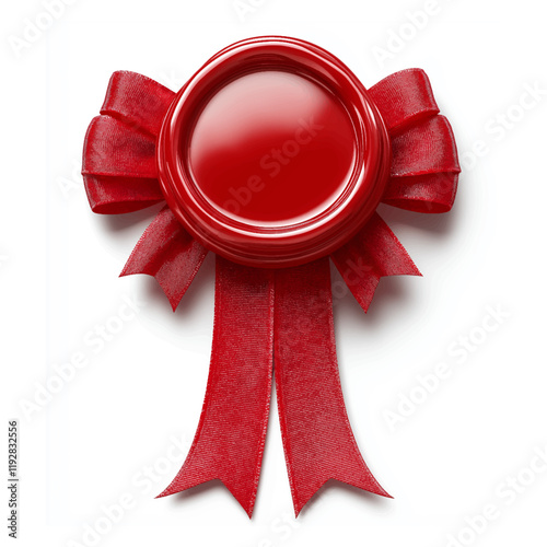 red wax seal with ribbon