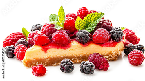  berry cheesecake food isolated on a transparent or white background  photo