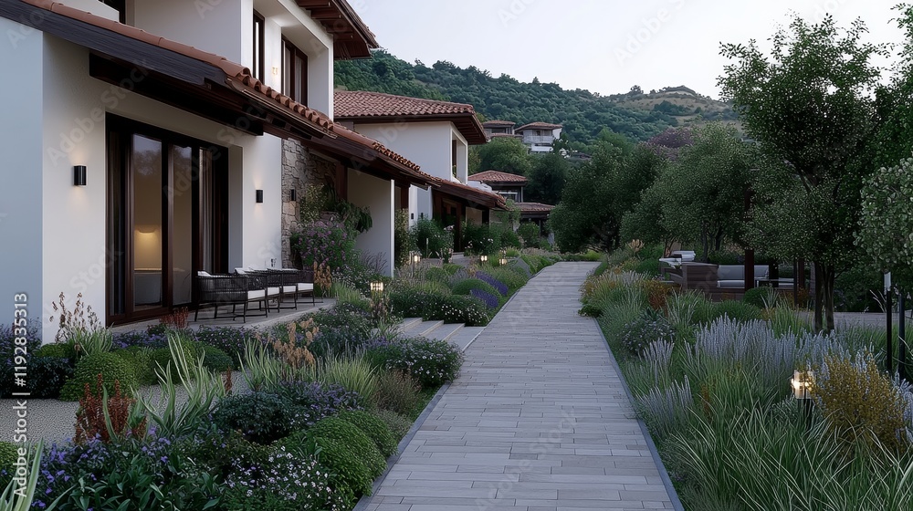 Lush Walkway Surrounded by Blooms Lush Walkway Surrounded by Blooms