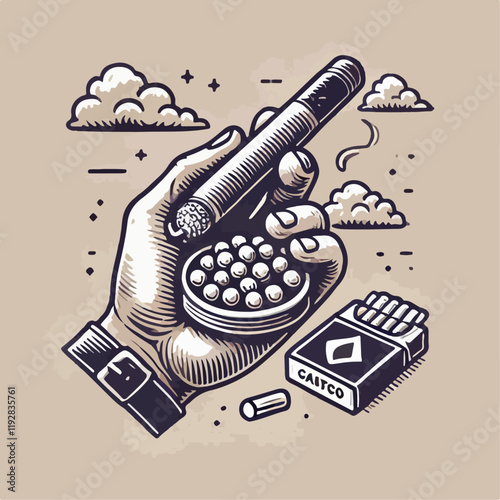 illustration of hand with cigarette