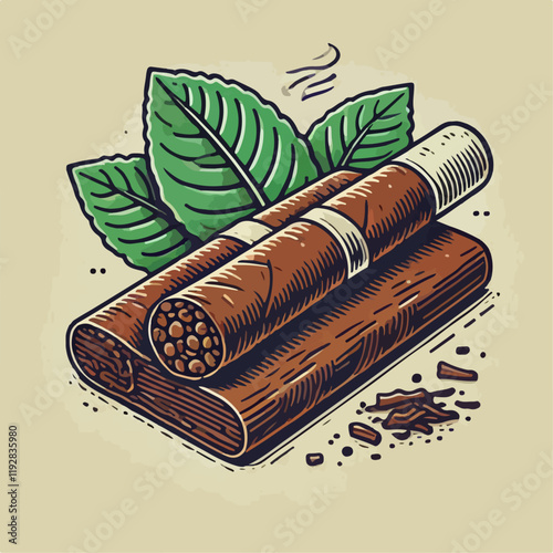 tobacco illustration with cigarette