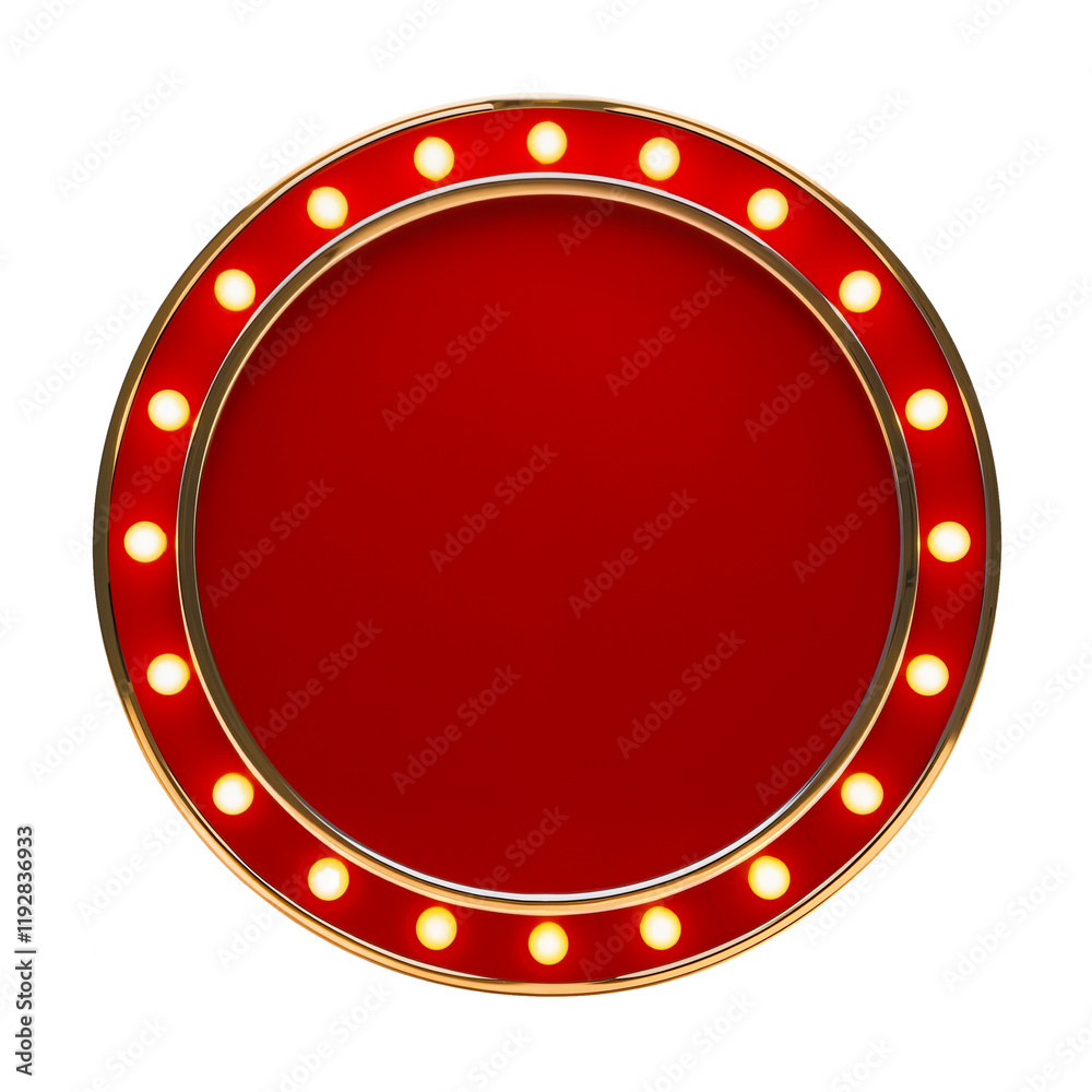 A luxury red circle sign and yellow lights around the border 02 A luxury red circle sign and yellow lights around the border 02
