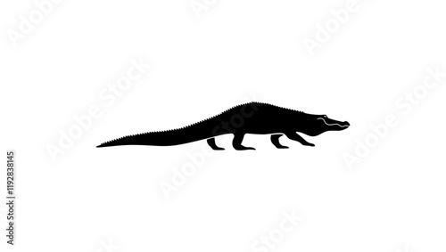 Florida alligator , black isolated silhouette