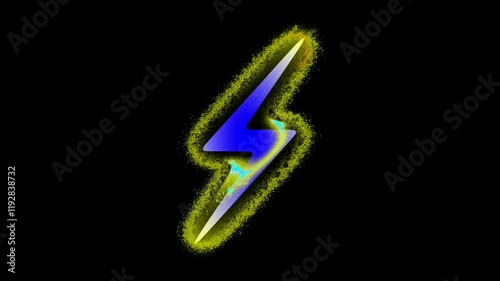 animated yellow electric current icon with blue and white gradations. Elecrtic shape animation photo