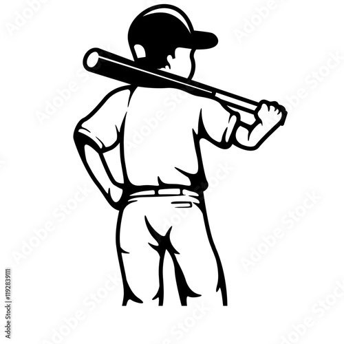 Baseball | Baseball Team | Outdoor Field Game | Baseball Kid | Baseball Player | Athletic Son | Baseball Bat | Home Run | Original Illustration | Vector and Clipart | Cutfile and Stencil