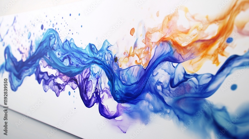 Fototapeta premium A smooth, colorful abstract liquid wave of blue and light swirls like smoke and water in motion