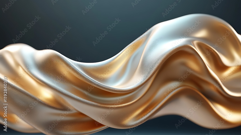 Obraz premium Gold liquid flowing, abstract wave, dark background, luxury design