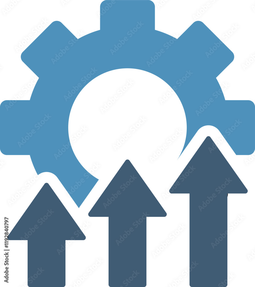 Improvement and productivity management vector icon in blue color silhouette style. Vector illustration Improvement and productivity management vector icon in blue color silhouette style. Vector illustration