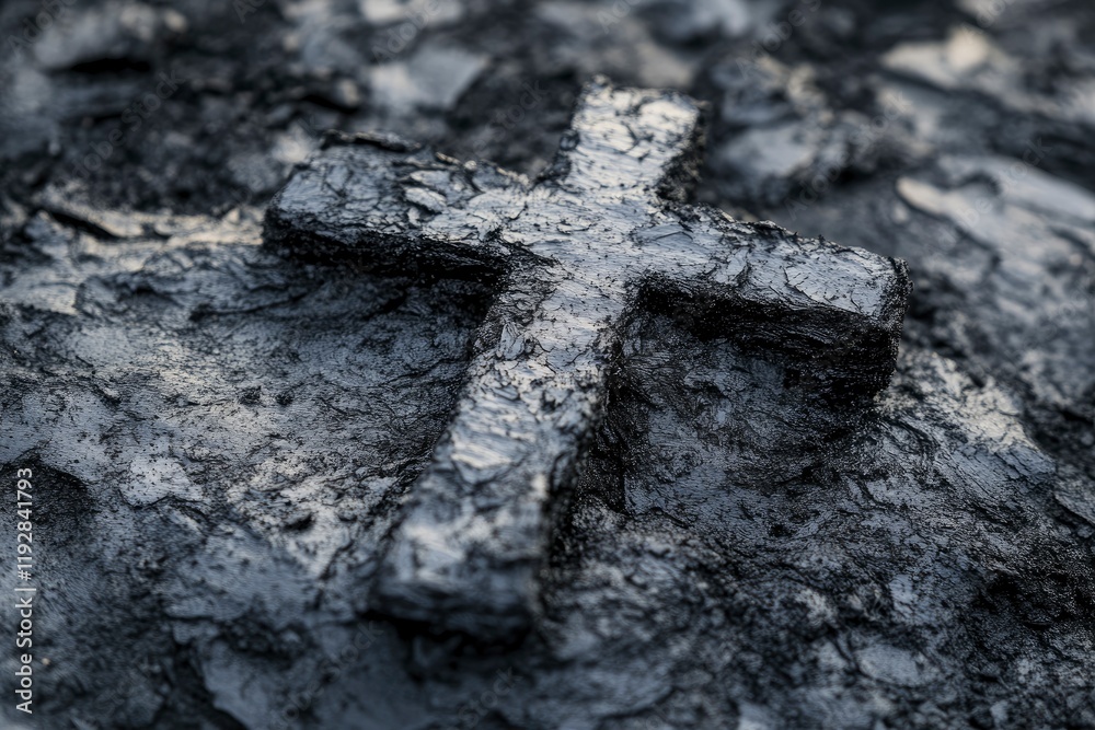 Cross of ashes - symbol of Ash Wednesday Cross of ashes - symbol of Ash Wednesday