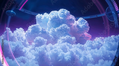 A futuristic sci-fi scene of a cloud viewed through an infrared lens