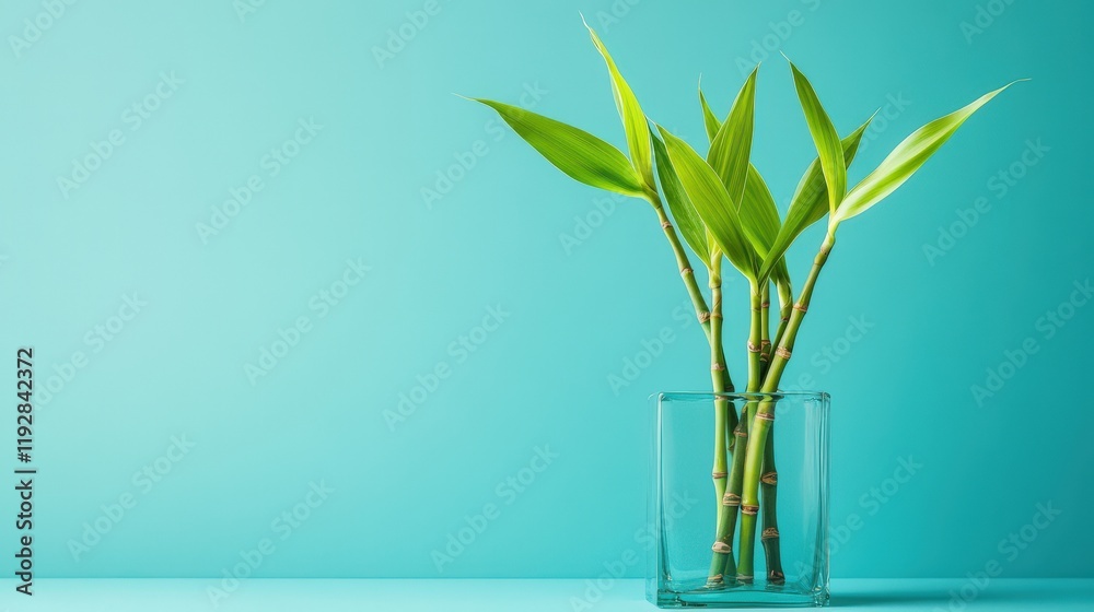 Fototapeta premium Lucky Bamboo Shoots in a Clear Glass Vase