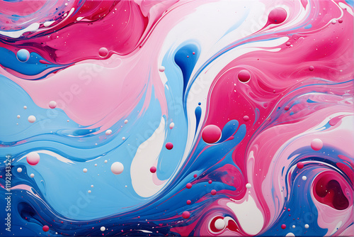 Abstract Liquid Acrylic Flow with Swirling Paint Effect in Vibrant Colors