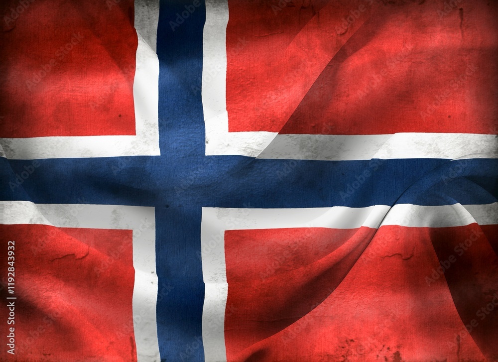 Fototapeta premium Vintage look Bouvet Island flag - realistic waving fabric flag
