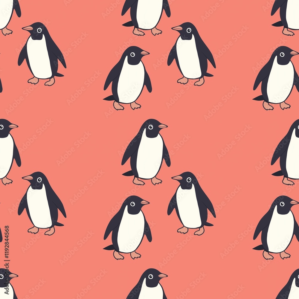 Naklejka premium Penguin graphic seamless pattern
