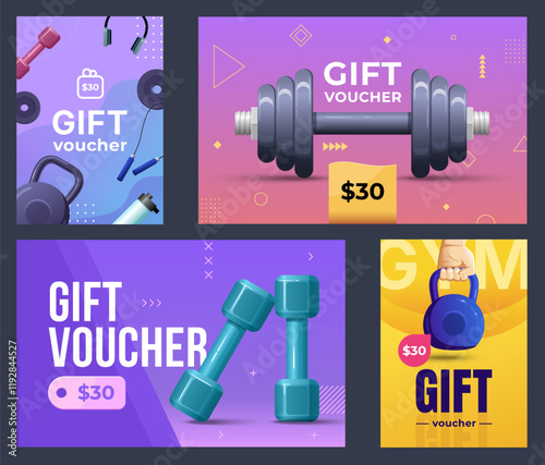 Gym voucher with dumbbell set
